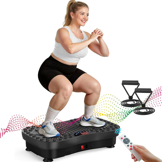 AXV Vibration Plate Fitness Platform Exercise Machine Vibrating Shaking Workout Full Body Shaker Vibrate Stand Shake Board Sport Gym Pad for Weight Loss Fat Burner for Women Men