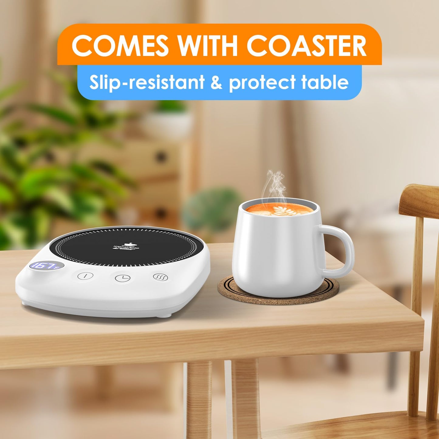 Coffee Mug Warmer - Fastest Heating & Highest Temperature, Coffee Cup Warmer for Desk Auto Shut Off, 4 Temp Settings & 1-12H Timer, Smart Electric Beverage Warmer for Coffee, Tea (Black)