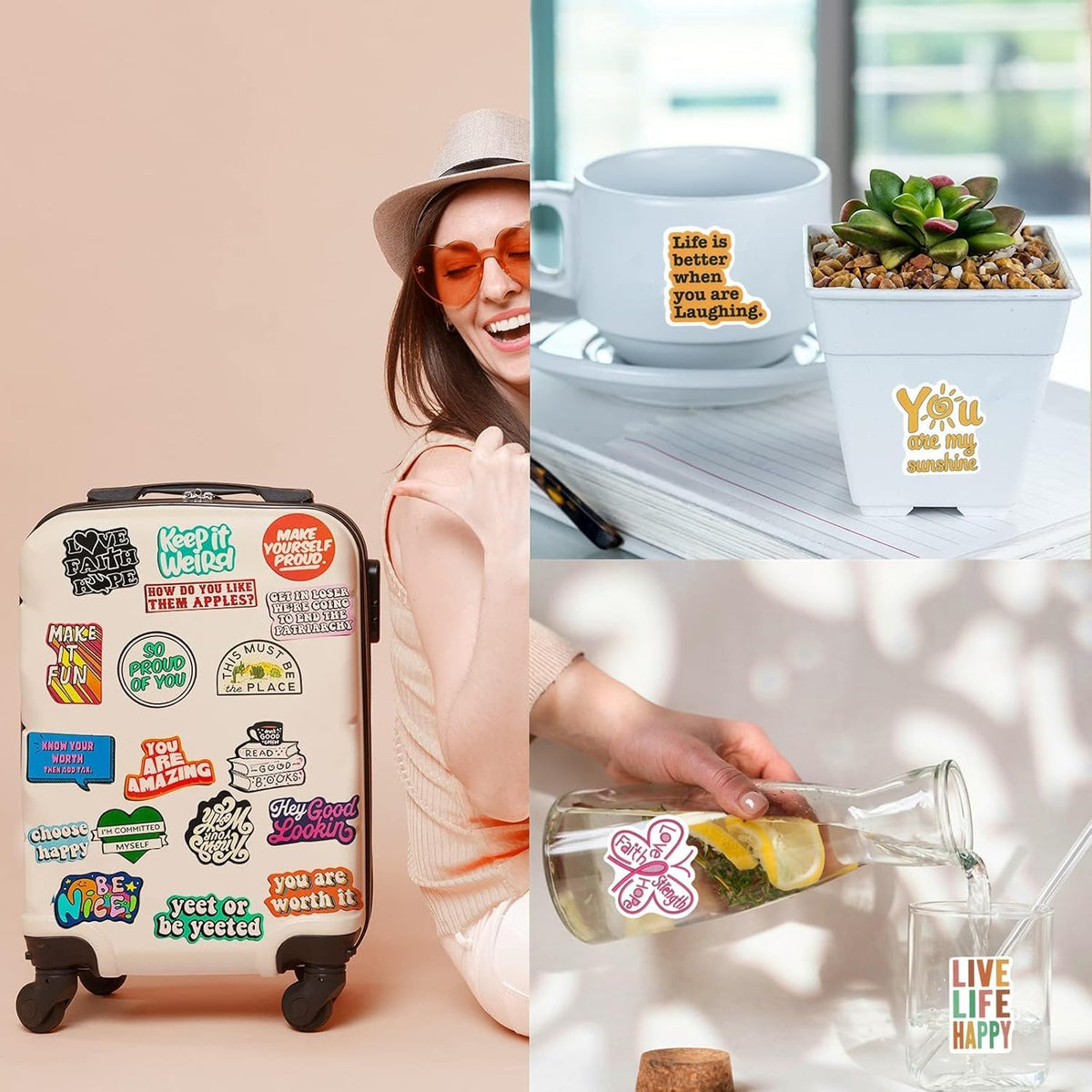 300PCS Inspirational Stickers for Water Bottles, Motivational Stickers for Adults, Teens, Teachers, Vinyl Waterproof Laptop Sticker for Hydroflasks Journaling Scrapbooking Vision Board Supplies