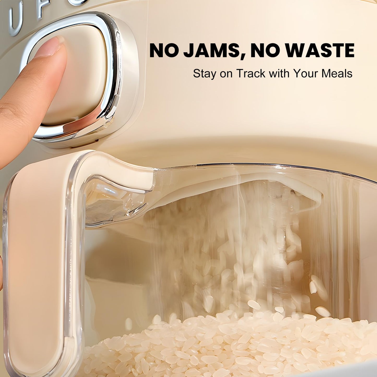 UFORU Rice Dispenser, Rice Storage Container with Measuring Cup for Kitchen Pantry Household, Cereal Dry Food Storage Containers Airtight, Sealed Moisture Proof, 11 Lbs