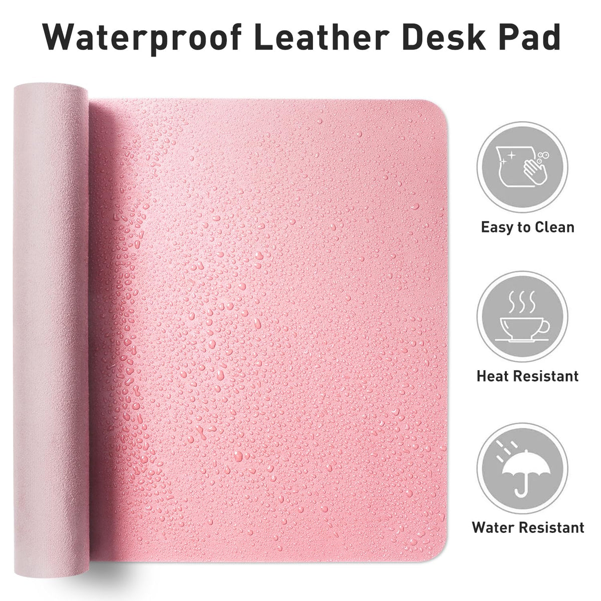 Aothia Leather Desk Pad Protector, Mouse Pad, Office Desk Mat, Non-Slip PU Leather Desk Blotter, Laptop Desk Pad, Waterproof Desk Writing Pad for Office and Home (23.6" x 13.7", Fairy Pink)