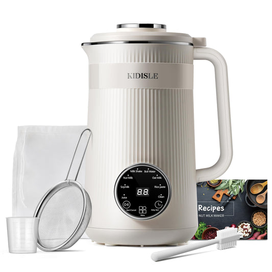KIDISLE 8 in 1 Nut Milk Maker Blender, 32oz Homemade Soy, Almond, Oat, Coconut, Plant Based and Non Dairy Beverages, Automatic Soybean Machine With Delay Start/Keep Warm/Boil Water, Cream