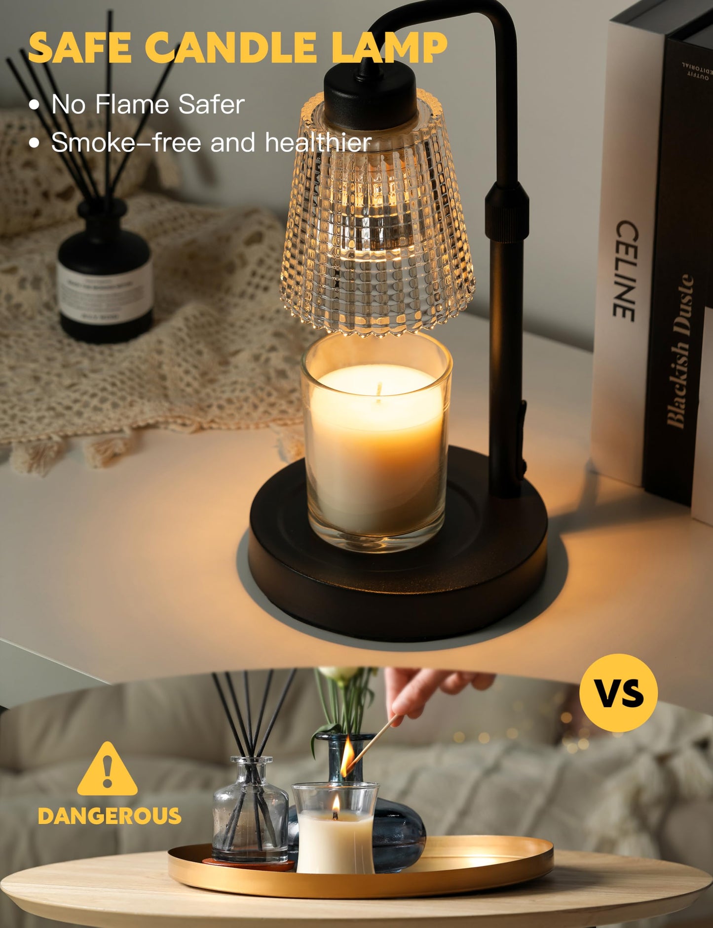 GODONLIF Candle Warmer Lamp with Timer Dimmable, Birthday Gifts for Women Mom, House Warming Gifts New Home Decor, Wax Melt Warmer for Jar Candles with 2 Bulbs