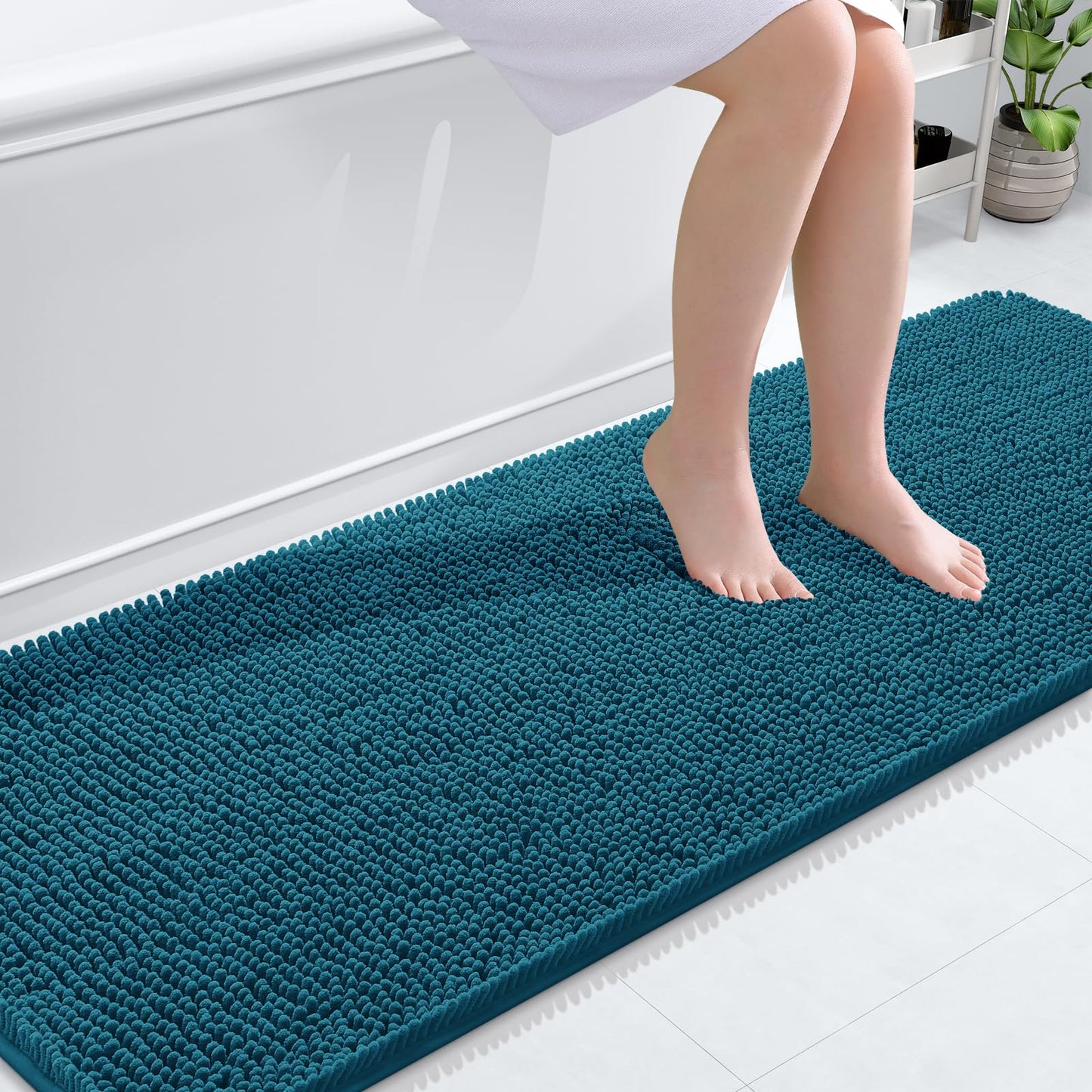 OLANLY Bathroom Rugs 30x20, Extra Soft Absorbent Chenille Bath Rugs, Rubber Backing Quick Dry, Machine Washable Bath Mats for Bathroom Floor, Tub and Shower, Home Decor Accessories, Grey