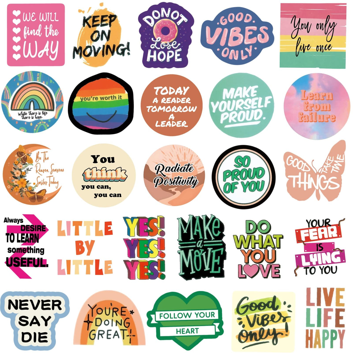 300PCS Inspirational Stickers for Water Bottles, Motivational Stickers for Adults, Teens, Teachers, Vinyl Waterproof Laptop Sticker for Hydroflasks Journaling Scrapbooking Vision Board Supplies