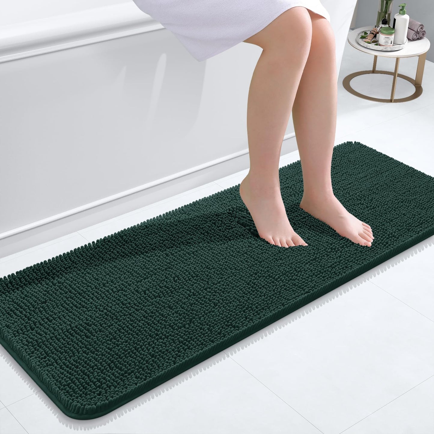 OLANLY Bathroom Rugs 30x20, Extra Soft Absorbent Chenille Bath Rugs, Rubber Backing Quick Dry, Machine Washable Bath Mats for Bathroom Floor, Tub and Shower, Home Decor Accessories, Grey