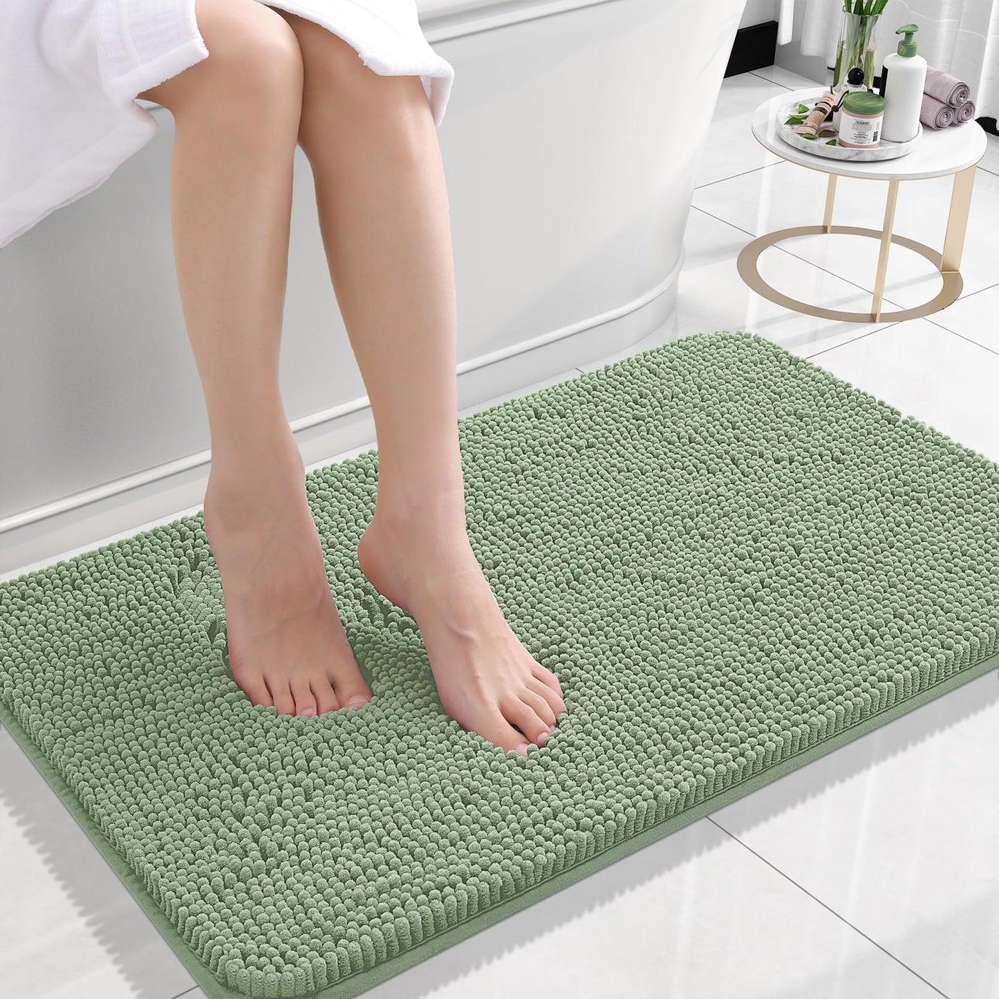 OLANLY Bathroom Rugs 30x20, Extra Soft Absorbent Chenille Bath Rugs, Rubber Backing Quick Dry, Machine Washable Bath Mats for Bathroom Floor, Tub and Shower, Home Decor Accessories, Grey
