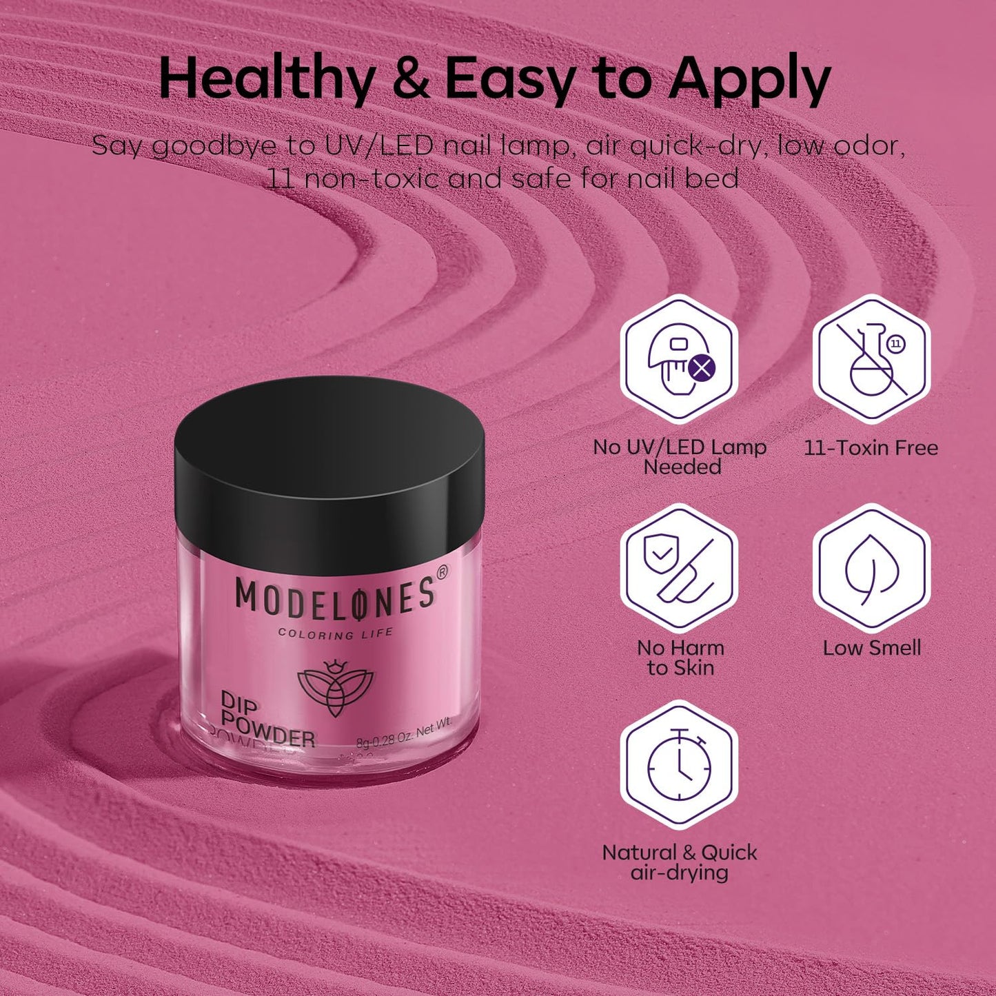 Modelones Dip Powder Nail Kit Starter, 20 Colors Purple Pink Orange Blue Dipping Powder Liquid Set Base&Top Activator for French Nail Art Salon DIY Kit