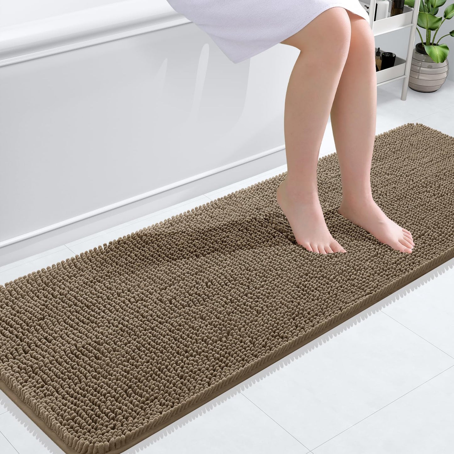 OLANLY Bathroom Rugs 30x20, Extra Soft Absorbent Chenille Bath Rugs, Rubber Backing Quick Dry, Machine Washable Bath Mats for Bathroom Floor, Tub and Shower, Home Decor Accessories, Grey