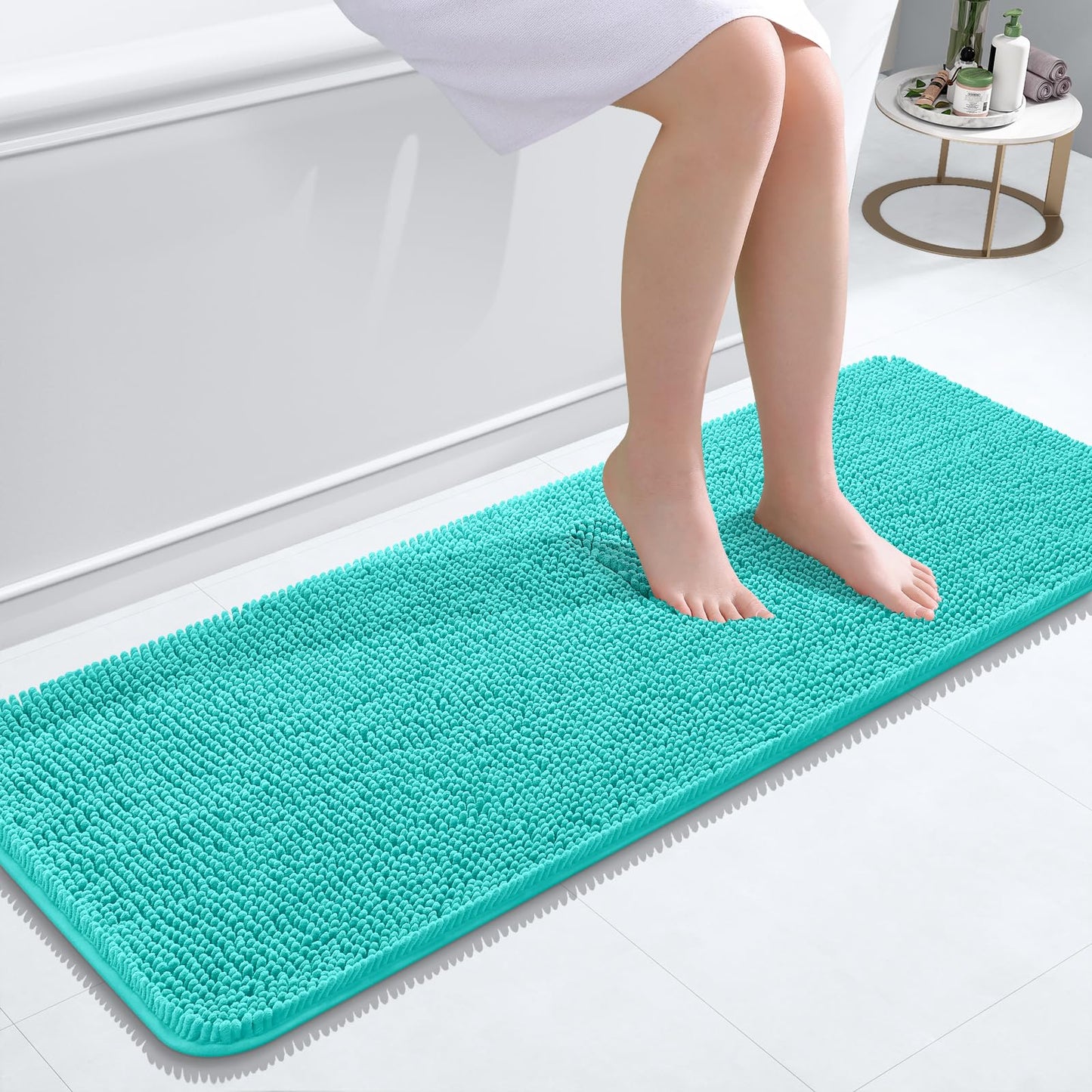 OLANLY Bathroom Rugs 30x20, Extra Soft Absorbent Chenille Bath Rugs, Rubber Backing Quick Dry, Machine Washable Bath Mats for Bathroom Floor, Tub and Shower, Home Decor Accessories, Grey