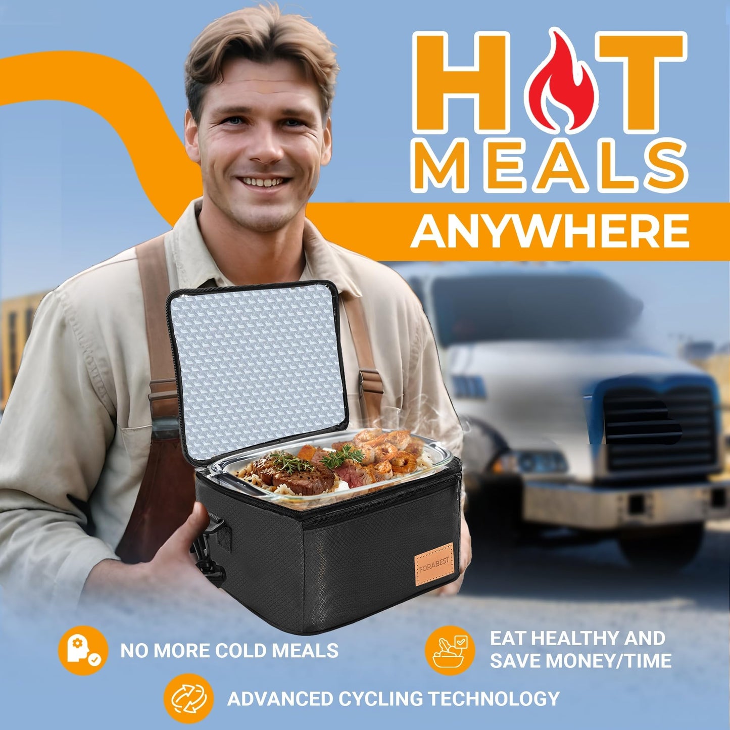 Portable Oven & Food Warmer Electric Lunch Box Food Heater 12/24/110/220V for Car, Truck, Office, Travel & Home,Mini Portable Microwave Lunch Heater for Work, Compact Portable Food Warmer Lunch Box