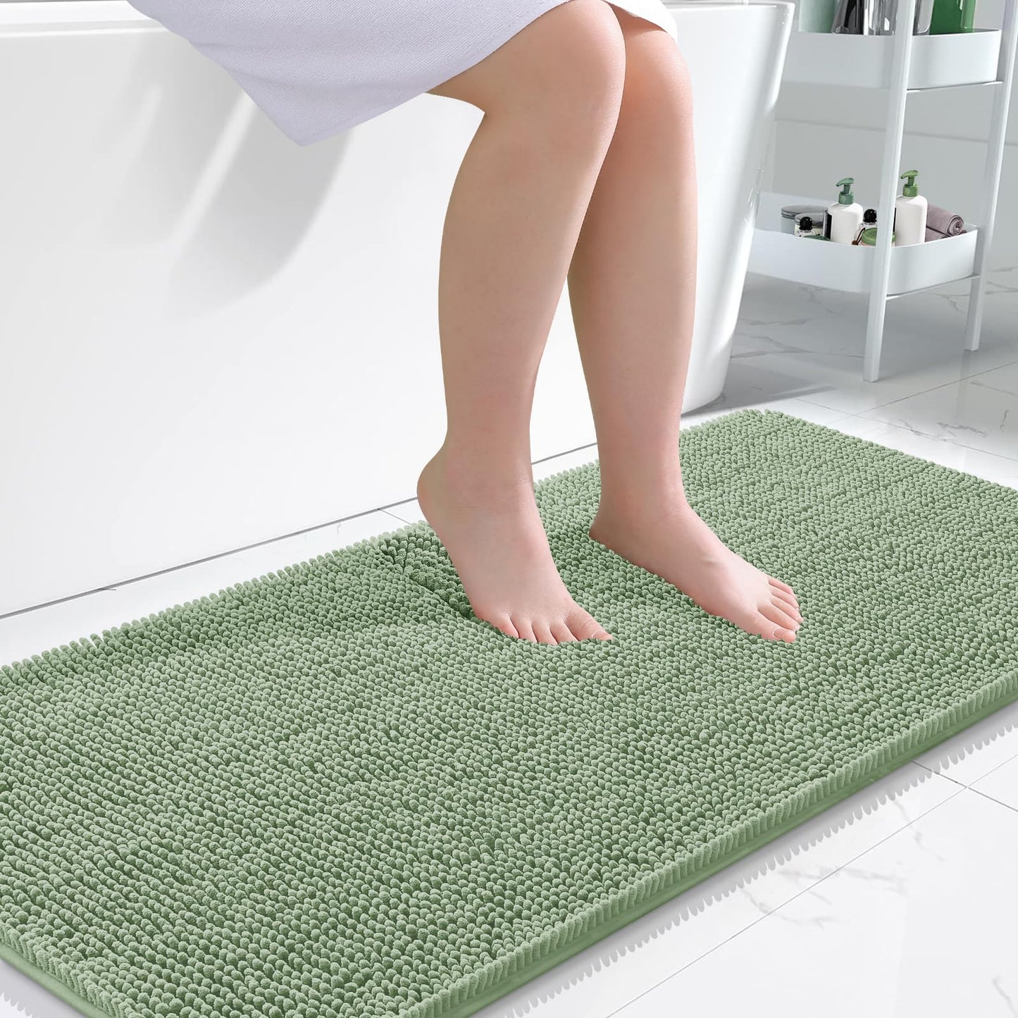 OLANLY Bathroom Rugs 30x20, Extra Soft Absorbent Chenille Bath Rugs, Rubber Backing Quick Dry, Machine Washable Bath Mats for Bathroom Floor, Tub and Shower, Home Decor Accessories, Grey