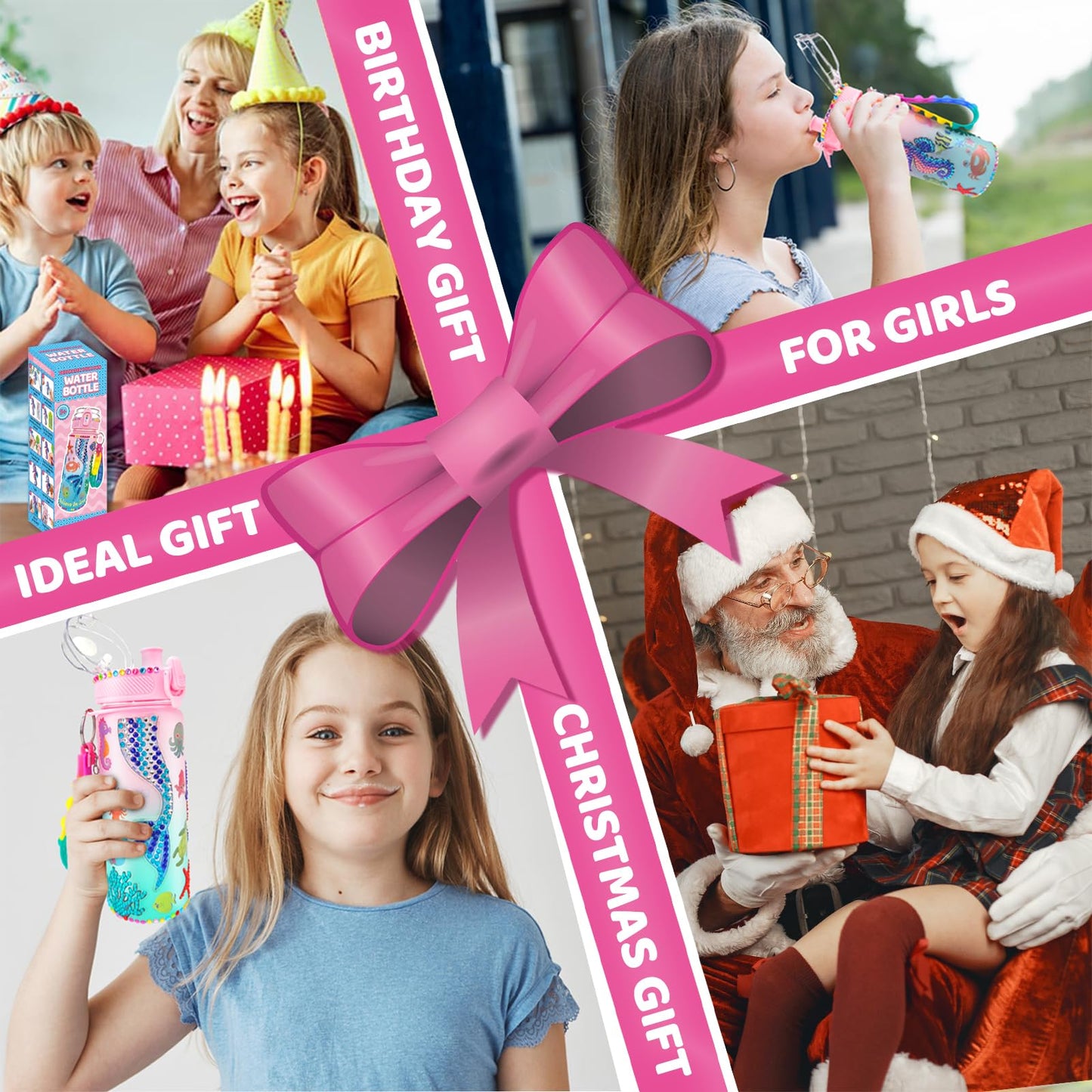 EDsportshouse Decorate Your Own Water Bottle Kits for Girls Age 4-6-8-10,Mermaid Painting Crafts,Fun Arts and Crafts Gifts Toys for Girls Birthday Christmas(Mermaid)