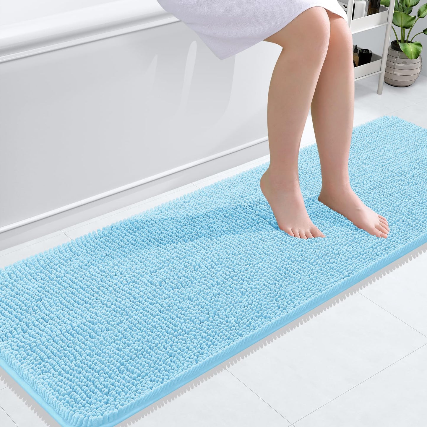 OLANLY Bathroom Rugs 30x20, Extra Soft Absorbent Chenille Bath Rugs, Rubber Backing Quick Dry, Machine Washable Bath Mats for Bathroom Floor, Tub and Shower, Home Decor Accessories, Grey