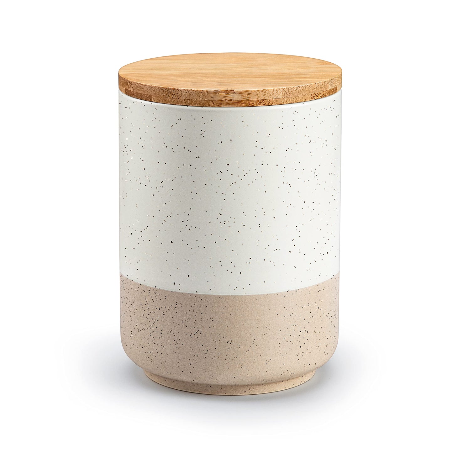 vancasso Sabine Ceramic Canister Set with Airtight Wood Lids - 3-Piece Kitchen Storage for Flour, Sugar, Coffee, Tea & Spices - Modern Countertop Decor