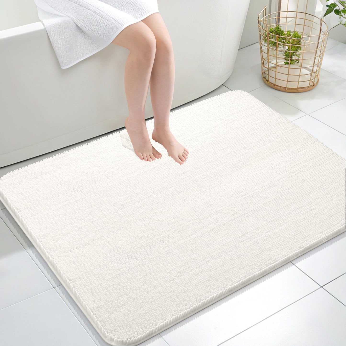 OLANLY Bathroom Rugs 30x20, Extra Soft Absorbent Chenille Bath Rugs, Rubber Backing Quick Dry, Machine Washable Bath Mats for Bathroom Floor, Tub and Shower, Home Decor Accessories, Grey