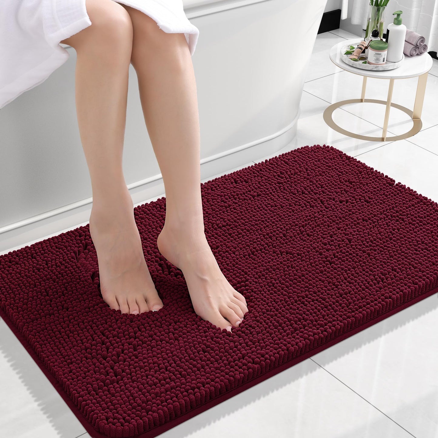 OLANLY Bathroom Rugs 30x20, Extra Soft Absorbent Chenille Bath Rugs, Rubber Backing Quick Dry, Machine Washable Bath Mats for Bathroom Floor, Tub and Shower, Home Decor Accessories, Grey