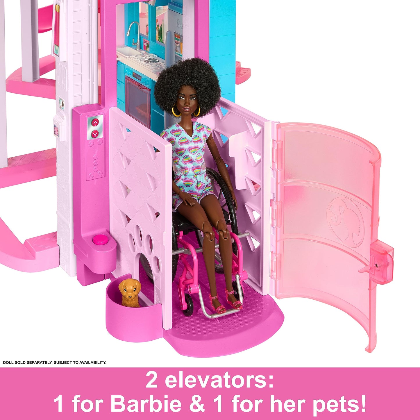 Barbie Dreamhouse, Pool Party Doll House with 75+ Pieces and 3-Story Slide, House Playset, Pet Elevator and Puppy Play Areas