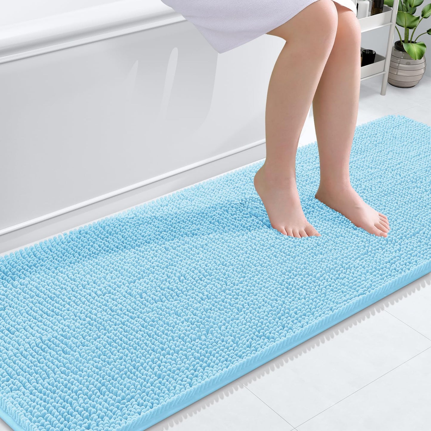 OLANLY Bathroom Rugs 30x20, Extra Soft Absorbent Chenille Bath Rugs, Rubber Backing Quick Dry, Machine Washable Bath Mats for Bathroom Floor, Tub and Shower, Home Decor Accessories, Grey