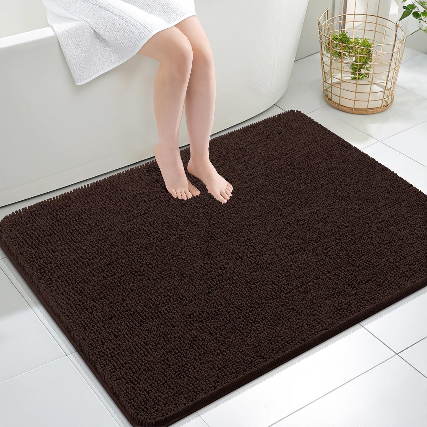 OLANLY Bathroom Rugs 30x20, Extra Soft Absorbent Chenille Bath Rugs, Rubber Backing Quick Dry, Machine Washable Bath Mats for Bathroom Floor, Tub and Shower, Home Decor Accessories, Grey