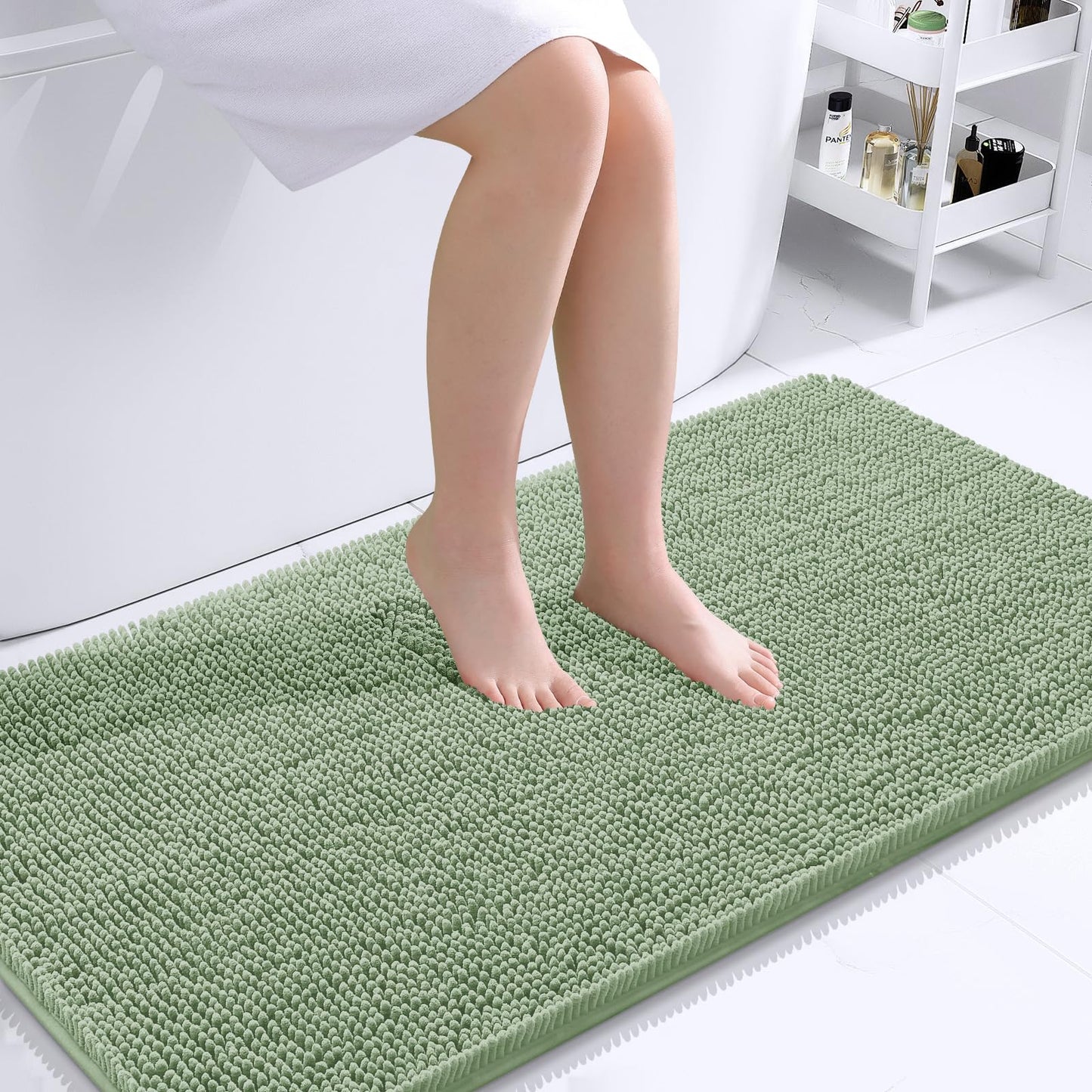 OLANLY Bathroom Rugs 30x20, Extra Soft Absorbent Chenille Bath Rugs, Rubber Backing Quick Dry, Machine Washable Bath Mats for Bathroom Floor, Tub and Shower, Home Decor Accessories, Grey