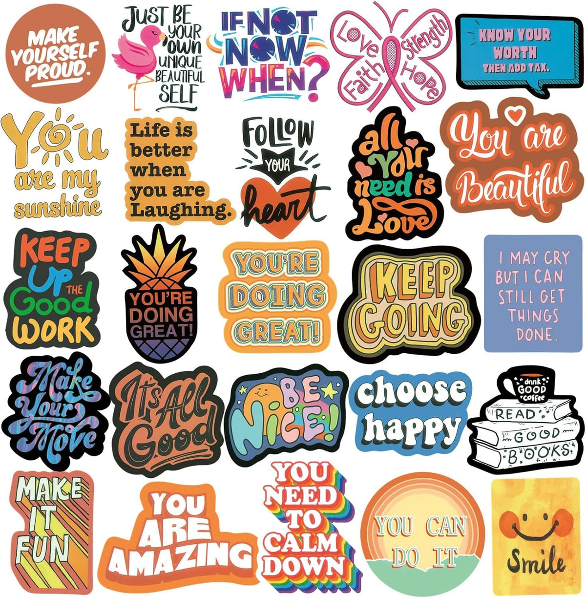 300PCS Inspirational Stickers for Water Bottles, Motivational Stickers for Adults, Teens, Teachers, Vinyl Waterproof Laptop Sticker for Hydroflasks Journaling Scrapbooking Vision Board Supplies