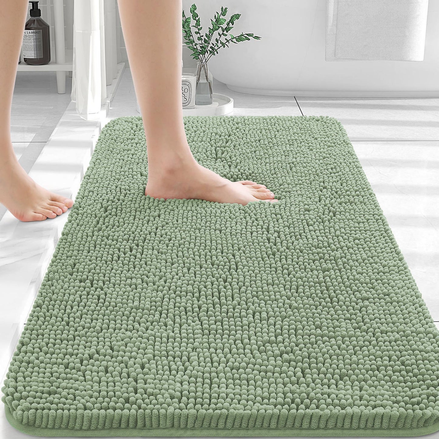 OLANLY Bathroom Rugs 30x20, Extra Soft Absorbent Chenille Bath Rugs, Rubber Backing Quick Dry, Machine Washable Bath Mats for Bathroom Floor, Tub and Shower, Home Decor Accessories, Grey