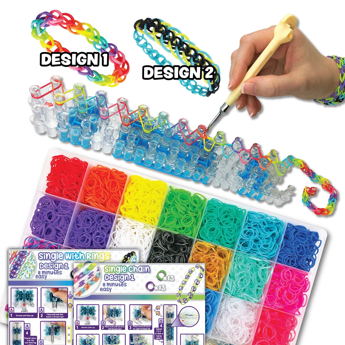 Rainbow Loom® MEGA Combo Set, Features 7000+ Colorful Rubber Bands, 2 Step-by-Step Bracelet Instructions, Organizer Case, Great Gift for Kids 7+ to Promote Fine Motor Skills (Packaging May Vary)