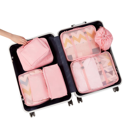 BAGAIL 8 Set Packing Cubes Luggage Packing Organizers for Travel Accessories (Blush Pink)
