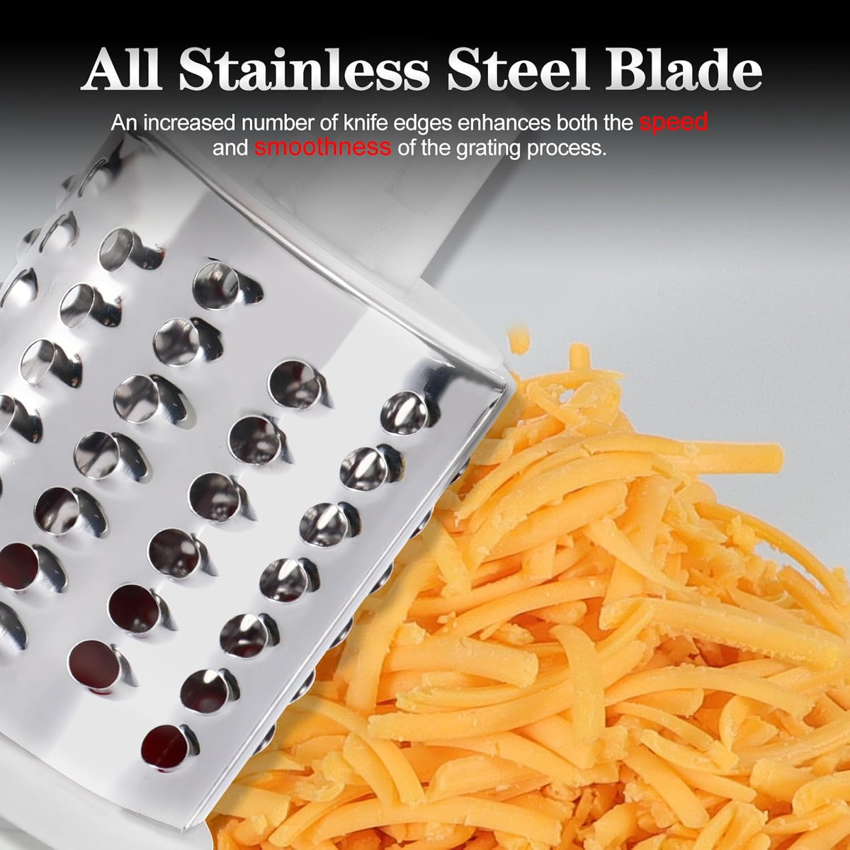 Rotary Cheese Grater Hand Crank, Kitchen Shredder Speed Mandolin Slicer Nut Grinder with Handle and Drum Blades for Cheese, Vegetable, Walnut, Chocolate, Potato, Carrot, 3 Blades, Green