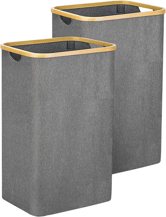 Gallelife Laundry Basket, Tall Laundry Hamper with Handle, 105 Liters Large Hampers, Collapsible Laundry Baskets for Bedroom, Laundry Bin for Bathroom, Laundry Room Gray 2 Pack